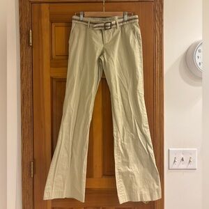 Zara Basics khaki flare pants with belt size 6